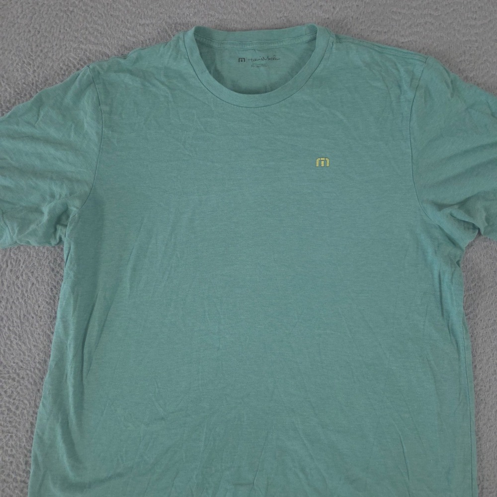 Travis Mathew Shirt Mens XL Green Cad 100% Pima Cotton Graphic Back Logo Tee